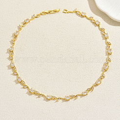 Elegant Brass Pave Cubic Zirconia Branch Vine Link Chain Necklaces for Women&nbsp;AT0608-1