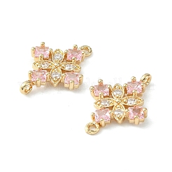 Brass Pave Cubic Zirconia Connector Charms&nbsp;X-KK-G462-45KCG-02