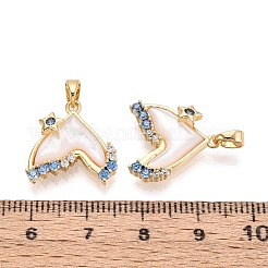 Brass Micro Pave Cubic Zirconia and Shell Pendants&nbsp;KK-T072-37G