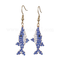 Handmade Glass Seed Beaded Dangle Earrings&nbsp;EJEW-MZ00721