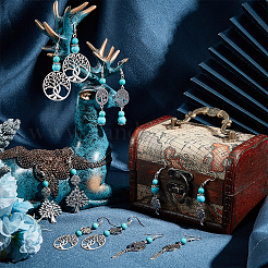 DIY Tree of Life Long Dangle Earring Making Kits&nbsp;DIY-SC0019-67