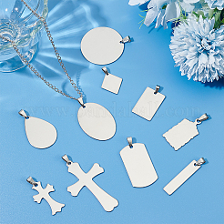 20Pcs 10 Styles Stainless Steel Stamping Blank Tag Pendants&nbsp;STAS-WR0001-09