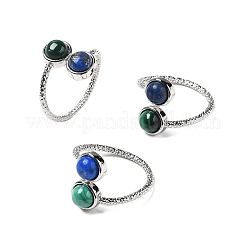 Natural Malachite & Lapis Lazuli Finger Rings&nbsp;RJEW-A068-03P-01