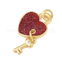 Brass Micro Pave Clear Cubic Zirconia Pendants&nbsp;KK-P339-23G-02