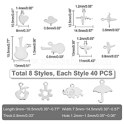 320Pcs 8 Style 304 Stainless Steel Charms&nbsp;STAS-DC0003-20