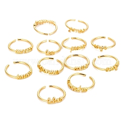 12Pcs 12 Style Brass Cuff Rings&nbsp;RJEW-LS0001-37G