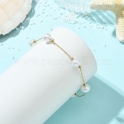Oval ABS Plastic Pearl Beads Link Bracelets&nbsp;BJEW-JB14041-01