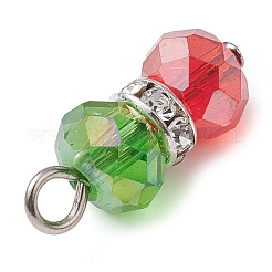 Brass Rhinestone & Glass Pendants&nbsp;PALLOY-JF03002