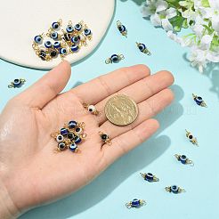 20Pcs Resin Evil Eye Round Bead with 304 Stainless Steel Connector Charms&nbsp;PALLOY-FS00071-02