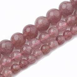 Natural Dyed Strawberry Quartz Beads Strands&nbsp;G-S295-15-6mm-1