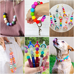 45Pcs 3 Colors Round Silicone Focal Beads&nbsp;SIL-TAD0001-01D