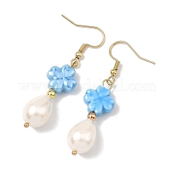 Shell Pearl & Porcelain Beads Dangle Earrings&nbsp;EJEW-JE07202