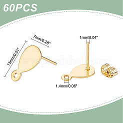 60Pcs 304 Stainless Steel Stud Earring Findings&nbsp;STAS-DC0009-97