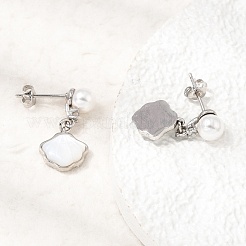 Brass Micro Pave Cubic Zirconia Stud Dangle Earrings&nbsp;CU-CBABA66-10P
