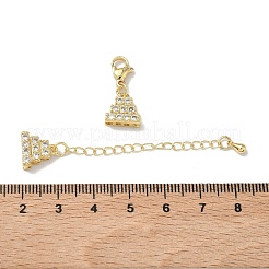 Brass Micro Pave Clear Cubic Zirconia Chain Extender&nbsp;KK-Z143-10G
