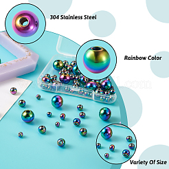 Rack Plating Rainbow Color 304 Stainless Steel Beads&nbsp;FIND-MP0001-07