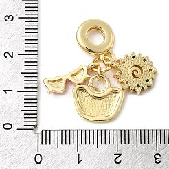 Brass Pave Colorful Cubic Zirconia European Dangle Charms&nbsp;KK-C137-14G