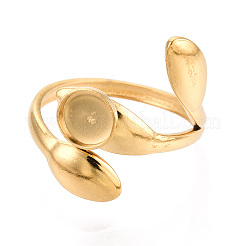 Leaf 304 Stainless Steel Cuff Ring Components&nbsp;STAS-T066-22G