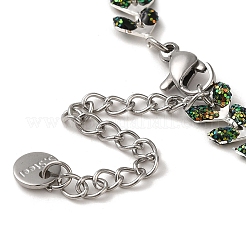 Brass Enamel Link Cobs Chains Bracelets with Paillettes for Women&nbsp;BJEW-L685-07P