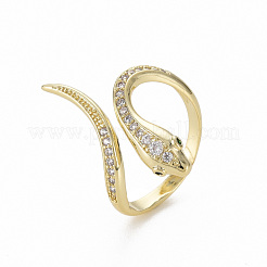 Brass Micro Pave Clear Cubic Zirconia Cuff Rings&nbsp;RJEW-Q164-020-NF