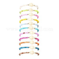 11Pcs Natural Persian Jade Round Beaded & Dyed Synthetic Turquoise Beaded Stretch Bracelets&nbsp;BJEW-JB12005