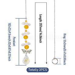 3Pcs Leaf Glass Hanging Suncatchers&nbsp;HJEW-TADJ0015
