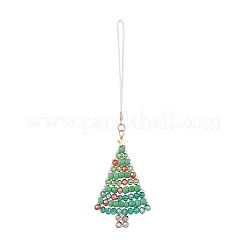 Christmas Glass Seed Beaded Pendant Decorations&nbsp;HJEW-TA00013