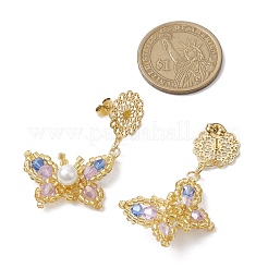 Glass Seed Beads Butterfly Stud Earrings&nbsp;EJEW-MZ00271