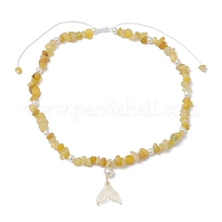 Natural Topaz Jade Chip & Imitaton Round Pearl Beaded Adjustable Necklaces&nbsp;NJEW-JN05227-02