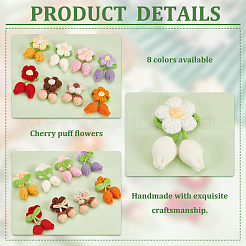 8Pcs 8 Colors Handmade Crochet Cotton Flower Ornaments&nbsp;AJEW-FG0004-12
