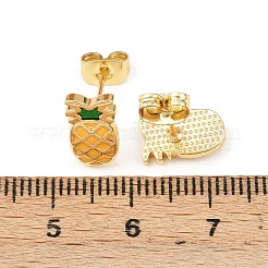 Brass Enamel Stud Earrings&nbsp;EJEW-B154-06G-03