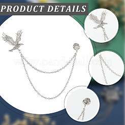 3Pcs 3 Style Crown & Eagle & Music Note Crystal Rhinestone Hanging Chain Brooches&nbsp;JEWB-GF0001-34