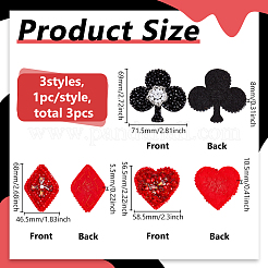 3Pcs 3 Styles Resin with Rhinestone Embroider Thread Iron on/Sew On Patches&nbsp;PATC-FG0003-33