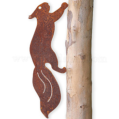 Iron Rusty Squirrel Running Silhouette Screw Plug-in Garden Pendant&nbsp;AJEW-WH20002-40