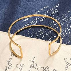 Ion Plating(IP) 304 Stainless Steel Hollow Open Cuff Bangles for Women&nbsp;BJEW-S155-04G