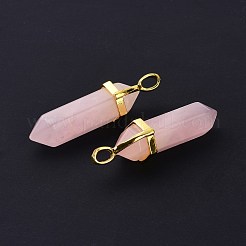 Natural Rose Quartz Pointed Pendants&nbsp;G-G025-01G-41