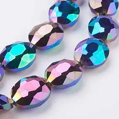Faceted Electroplate Crystal Glass Oval Beads Strands&nbsp;EGLA-F060B-M
