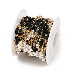 Glass & ABS Plastic Imitation Pearl Beaded Chains&nbsp;SA-CBAD321-02A