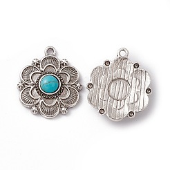 Synthetic Turquoise Half Round Pendants&nbsp;PALLOY-D013-06AS