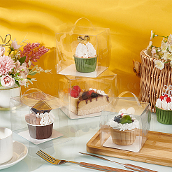 Foldable Transparent Plastic Single Cake Gift Packing Box&nbsp;CON-WH0084-42A