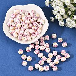 Floral Printed Porcelain Beads&nbsp;PORC-Q199-8mm-12