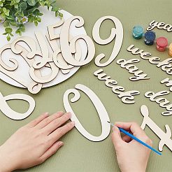 Wood Baby Milestone Numbers Signs Sets&nbsp;AJEW-WH0042-30