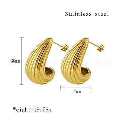 Stainless Steel Textured Teardrop Stud Earrings&nbsp;LS-PU5820-1