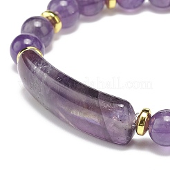 Natural Amethyst Rectangle Beaded Stretch Bracelet&nbsp;BJEW-JB08982-05