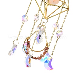 Iron & Natural Rose Quartz Hanging Suncatchers&nbsp;HJEW-F024-02A