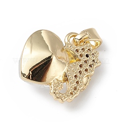 Real 18K Gold Plated Rack Plating Brass Micro Pave Cubic Zirconia Pendants&nbsp;KK-C015-02G-17