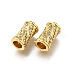 Brass Micro Pave Clear Cubic Zirconia European Beads&nbsp;ZIRC-I070-117G
