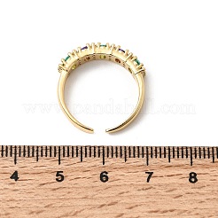 Brass Micro Pave Cubic Zirconia Cuff Rings for Women&nbsp;RJEW-K312-07G