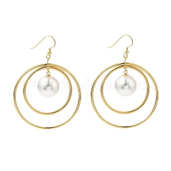 Electroplated 304 Stainless Steel Imitation Pearl Dangle Earrings&nbsp;EJEW-Z129-04G