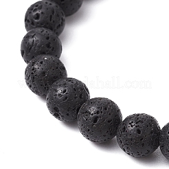 Natural Flower Amazonite & Lava Rock & Alloy Beaded Stretch Bracelet&nbsp;BJEW-JB09746